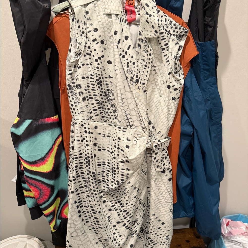 Calvin Klein Black and White Patterned Dress